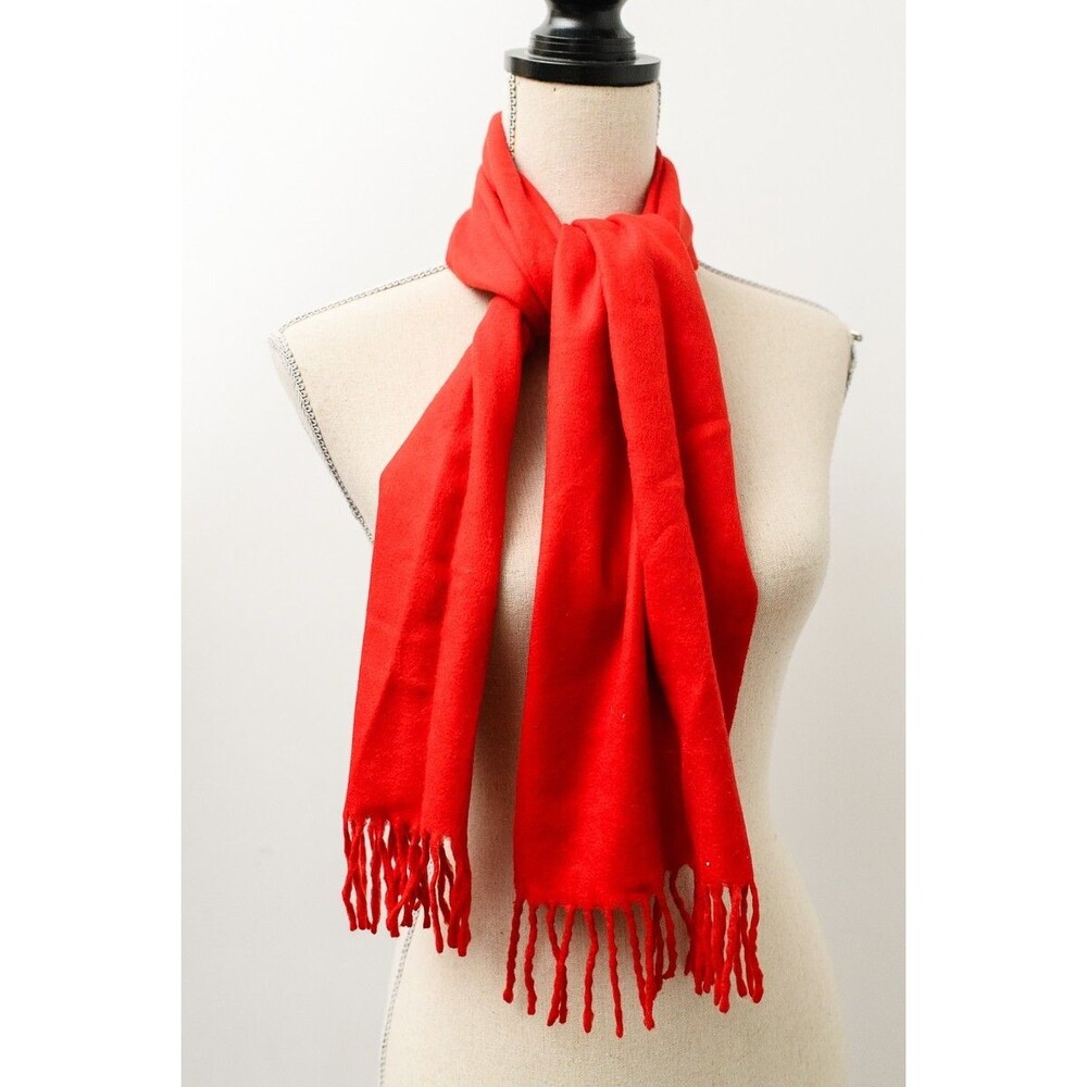 Cashmink By V. Fraas Scarf Womens Red Fringe  Acrylic Made In Germany
